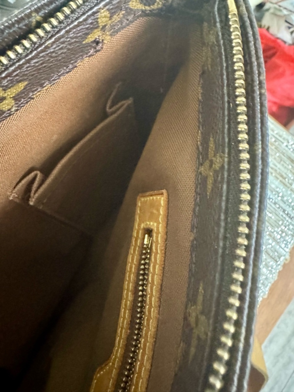 Louis Vuitton Brown Monogram Canvas Tote with Tan Straps - Picture 5 of 7
